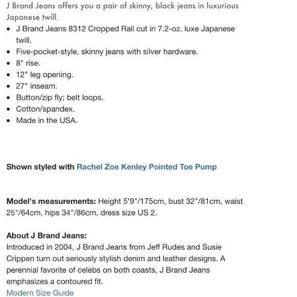 J BRAND**Mid-Rise Cropped Rail Jeans*Size 25 $228 - Picture 11 of 11